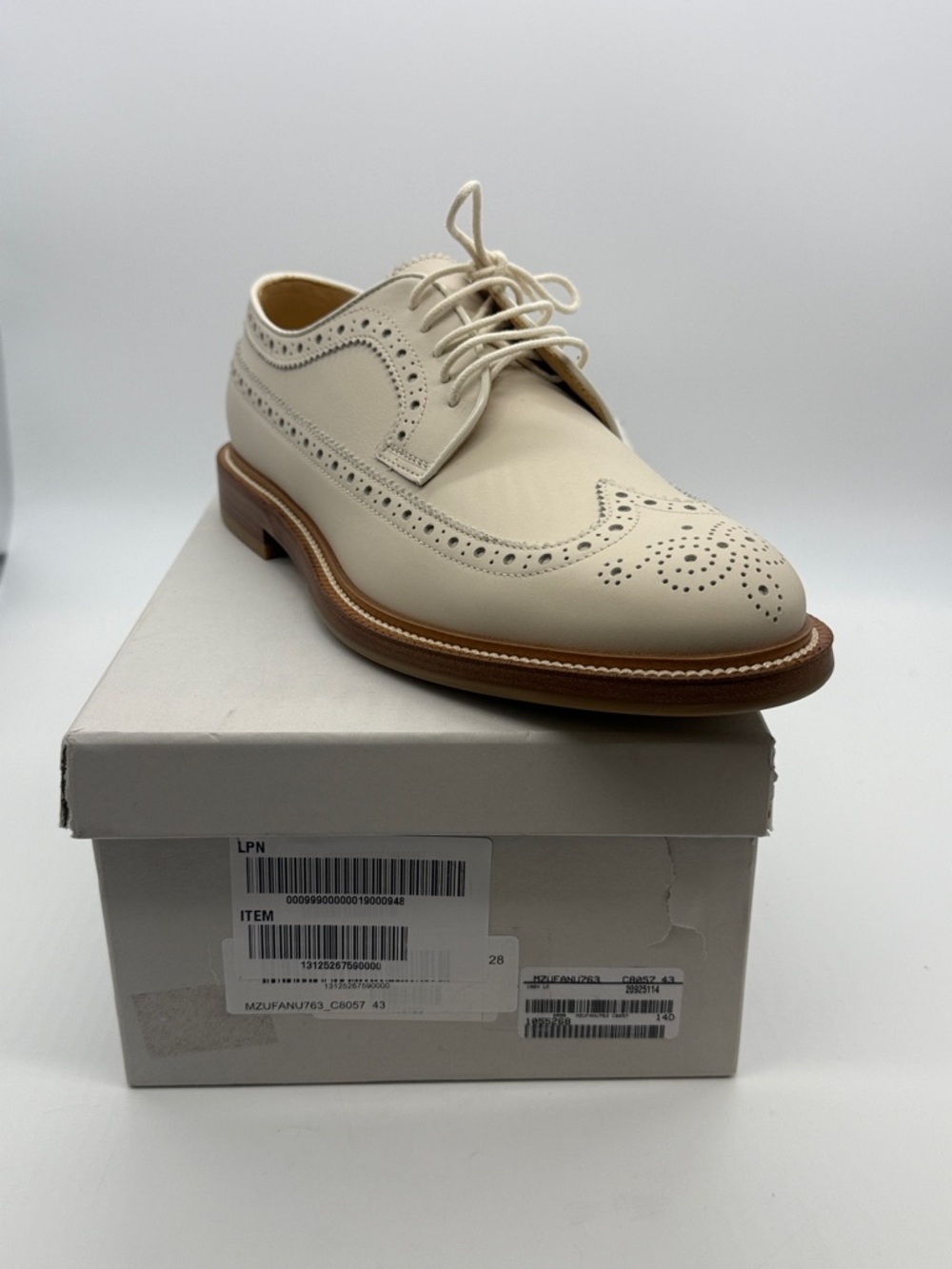 Brunello Cucinelli Cream Wingtip Brogue Oxford